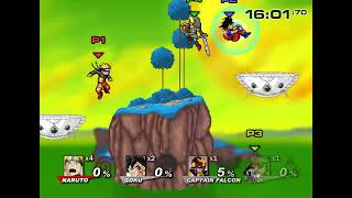 Super Smash Flash 2 V0.8b: Naruto VS. Goku VS. Captain Falcon VS. Link