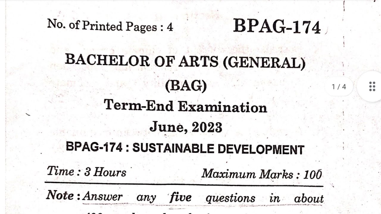 BPAG 174 , june 2023 previously year question paper - YouTube
