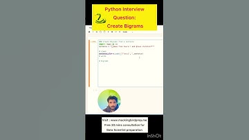 Python interview question | bigrams #datascience #shortvideo #shorts #python #viralvideo #jobsearch