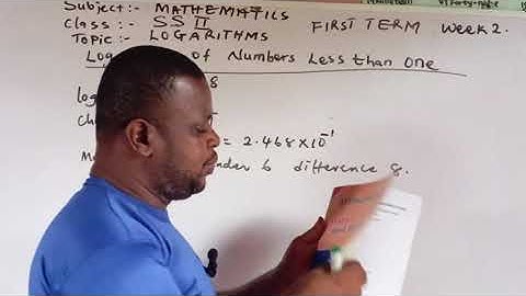 SS2. First Term Week 2. Topic: Logarithms of Numbers Less than One