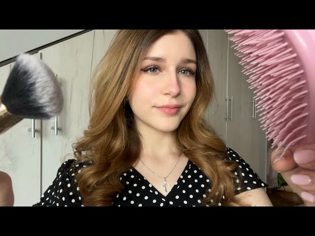 ASMR brushing you! 🌸 Whispering and brushing sounds
