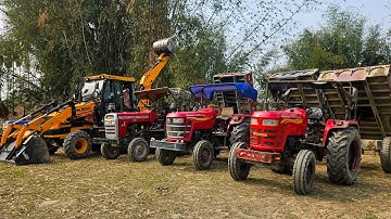 Swaraj 744 FE mahindra yuvo 575di  Powertrac Euro 50 loading mud bull backhoe loader ||