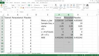 One Way Single Factor Analysis of Variance ANOVA Post Hoc Pairwise Comparison Analysis in MS Excel