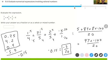 IXL Algebra1 B.6 - Evaluating Numerical Expressions Involving Rational Numbers