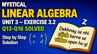 Linear Algebra Exercise 3.2 Q13-Q16 Solved | Complete Solution of All Parts (a,b,c)