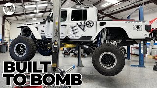 EVO Trailing Arms on a Jeep Gladiator Truck Allows for BIG Travel and can Bomb Across the Desert