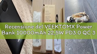 Recensione del VEEKTOMX Power Bank 10000mAh 22,5W PD3.0 QC 3.0 Powerbank Mini USB C Caricabatteria P