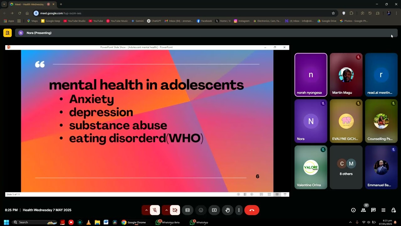 Adolescents mental health issues part 2 by Nora Nyongesa Psychologist.