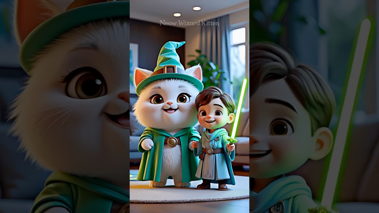 From Boy to Jedi: A Wizard Kitten’s Spell! #shorts #cat #kitten #cute #starwars #animation #amazing