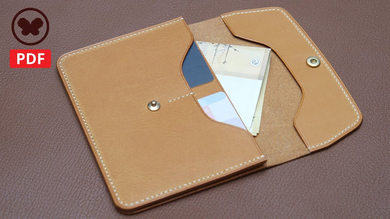 Making a mini leather Wallet (Free PDF Pattern, DIY) 심플한 가죽지갑을 만들어 보자 ...