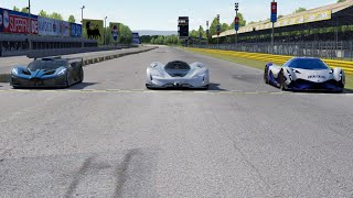 Dodge SRT Tomahawk vs Bugatti Bolide vs Devel Sixteen at Monza Full Course