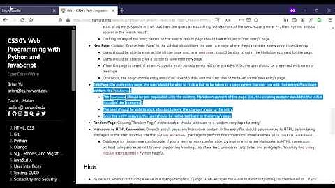 CS50 2020 Web Project 1 - Wiki