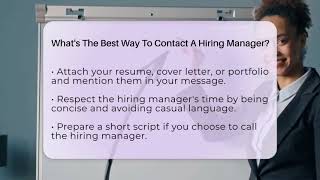 What's The Best Way To Contact A Hiring Manager? - Job Success Network