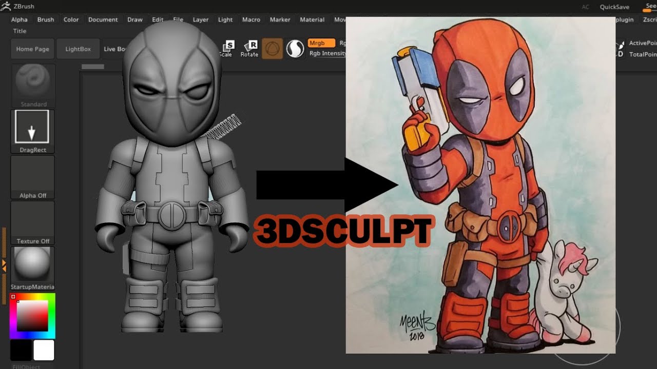 ArtStation - Deadpool + speed drawing vid