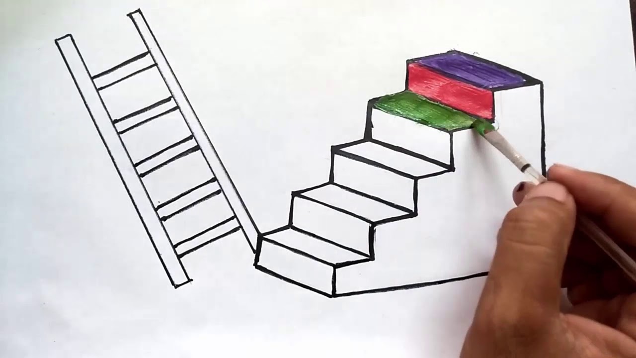 Stairs Drawing  How To Draw Stairs Step By Step