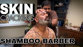 Skin cracking head massage with deep pressure massage n Neck cracking Indian barber SHAMBOO