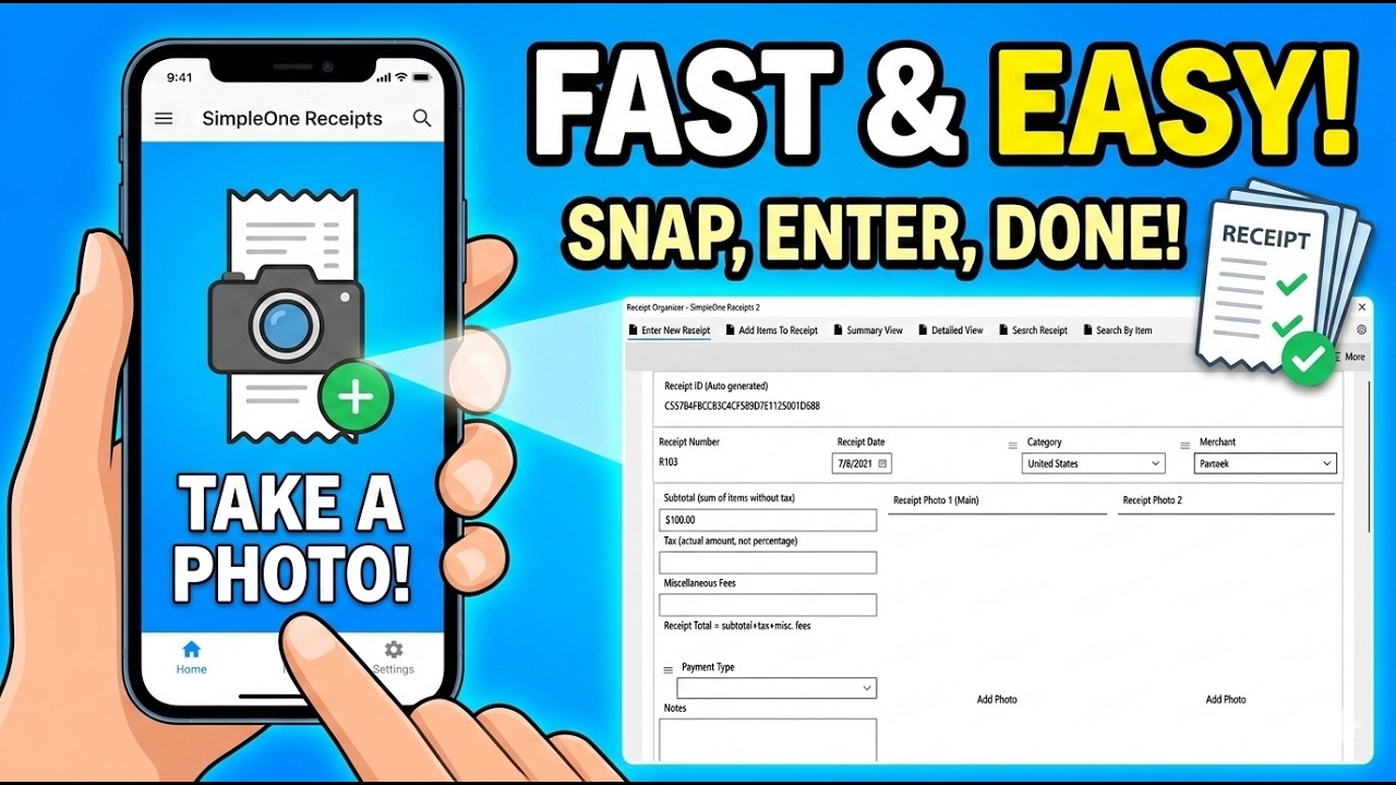 How to Enter and Organize Receipts in Simple Receipts - YouTube