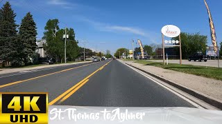 Driving from St. Thomas to Aylmer Ontario | Spring 2024 | 4K UHD