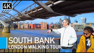 London Southbank walk - London eye to Shakespeare's Globe Walk [4K]