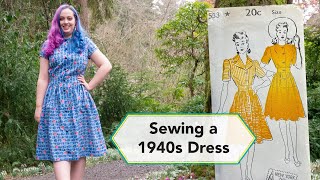 Sewing a 1940s Shirtwaist Dress from Vintage fabric Vintage sewing project