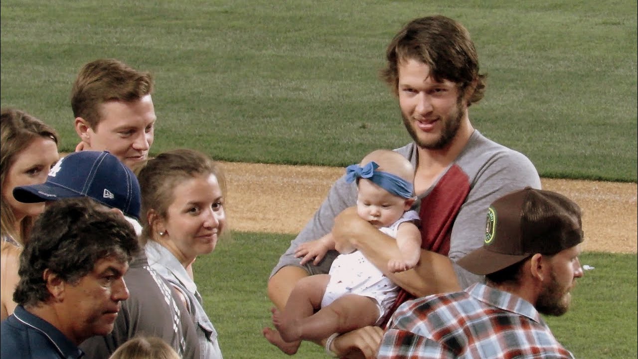Clayton Kershaw and Baby at Dodgers Tonight 