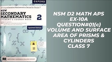 Ex 10A Question # 1(c)| Volume and Surface area of prism |APS 7th maths|Updated NSM BOOK 2