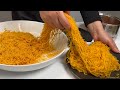 طريقة عمل رشدة  رشتة الكسكاس الليبية حل عجينة الرشدة من غير ولا ذرة دقيق                             نجومي