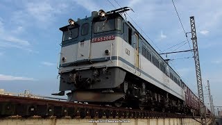 JR貨物　EF65 2085号機が牽引する84ﾚ貨物列車を城東貨物線神崎川橋梁で撮影（R1.9.1)