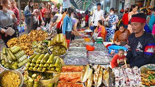 ปูม้า ปลาหมึก ปลา หมู ผัก และอื่นๆ อีกมากมาย - การรวบรวมอาหารข้างถนนกัมพูชา