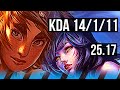 TALIYAH vs AHRI (MID) | 14/1/11, Legendary | KR Master | 25.17