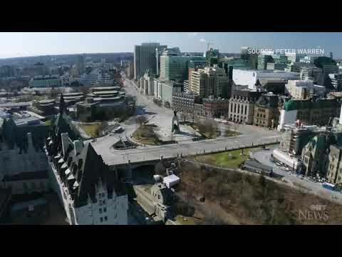 Aerial footage shows deserted streets in Ottawa