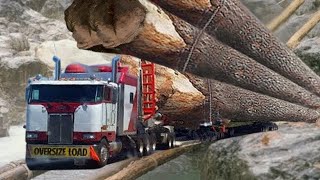 Extreme Dangerous Monster Logging Wood Truck Driving Skills, Climbing Loading Truck Heavy Equipment