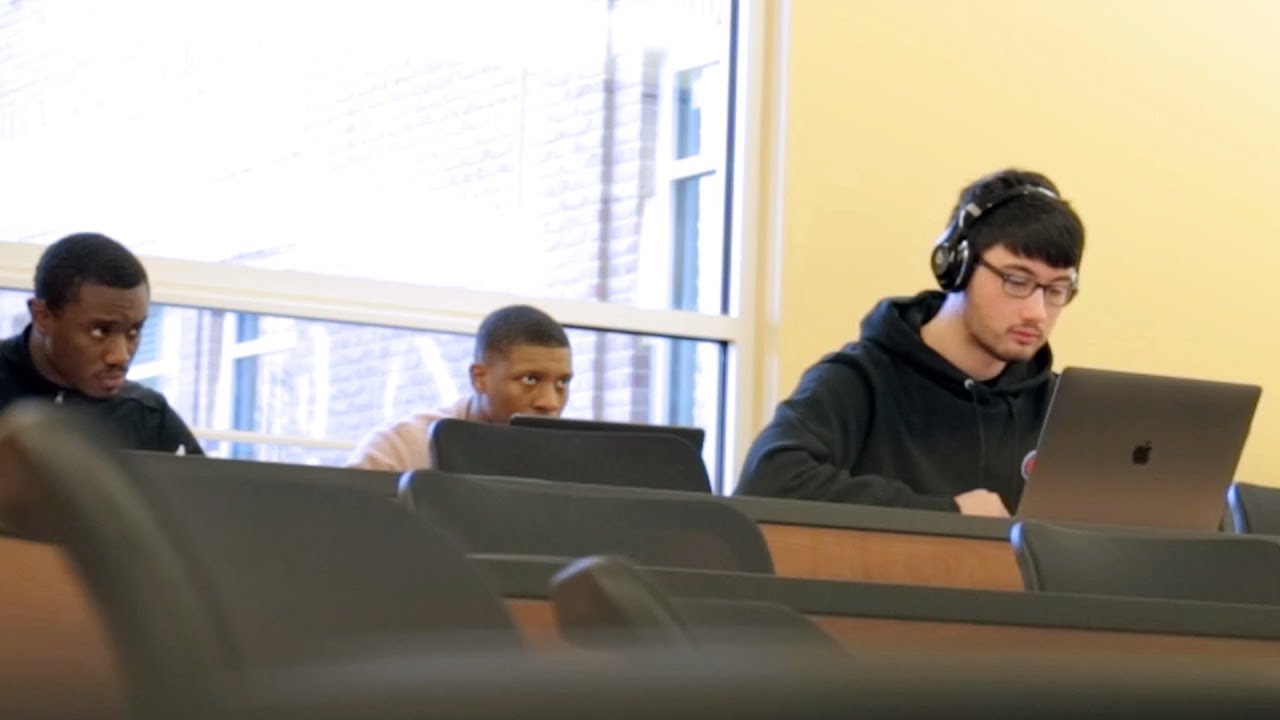 CapCut_blasting sus music in public library