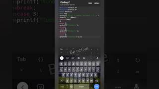 #24 C Program to  print the corresponding day of the week using switch case #switch #shorts