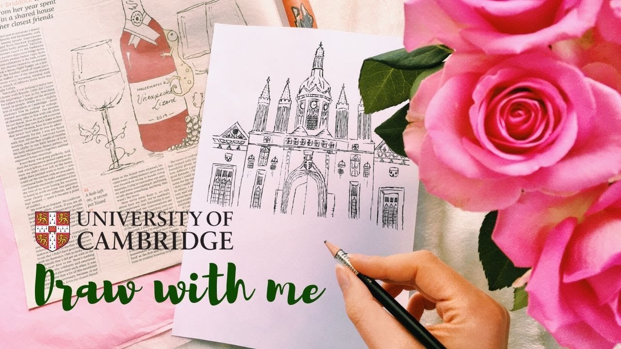 Sketch with me | Sketching King’s College Cambridge // Art time lapse drawing tutorial
