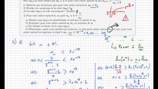 Exercice Bac S • suites • limite • récurrence • géométrique • logarithme • Nouvelle Calédonie 2019