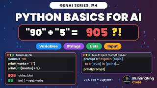 Python Basics for AI: Variables, Data Types, Strings, Lists & Input | GenAI with Python #4