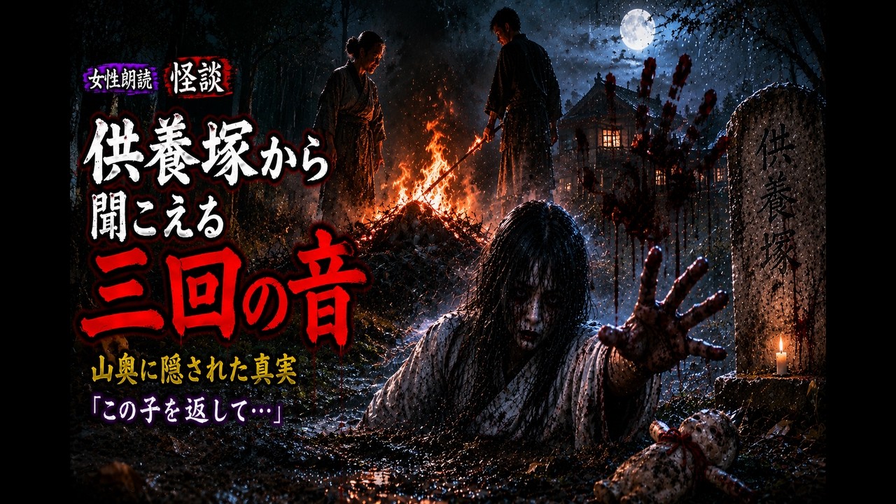 私たちは、妻が家の中で倒れているのを見つけた。母は脈を確認して「死んでいる」と言い、錯乱したまま「火をつけてしまえば何もなかったことにできる」と叫んだ。私は怖くて逆らえず、古い苦塚に妻の体を運び、枯草に火を放った。炎が大きくなった時、布の奥から声が聞こえた。「お母さん、暑い」。そして、焼け焦げた手が炎の中から私に向かって伸びてきた。私は逃げ出した。あれから何年も経った今、妻の幽霊は毎年同じ夜...