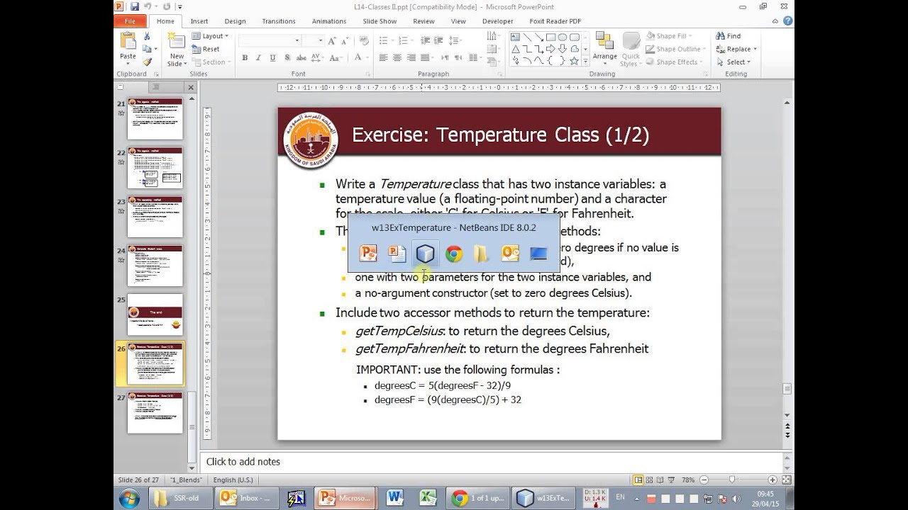 352 CS101 Week 13 Exercise (class Temperature)
