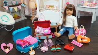 Packing My Dolls Bags for Vacation - AG Doll Clothes & Travel Luggage Accesories Packing My Baby Dolls clothes and accessories for vacation. My American girl doll packs her suitcase and luggage to go on an