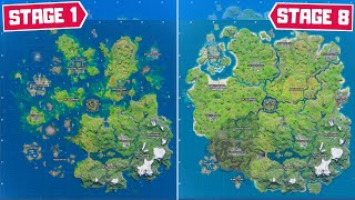 All Water Drop Levels in Fortnite Chapter 2 Season 3 (Stage 1 to Stage 8)! Map Evolution Season 13