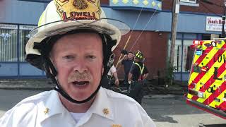 Lowell Fire Chief Jeff Winward at scene of fire on Westford Street