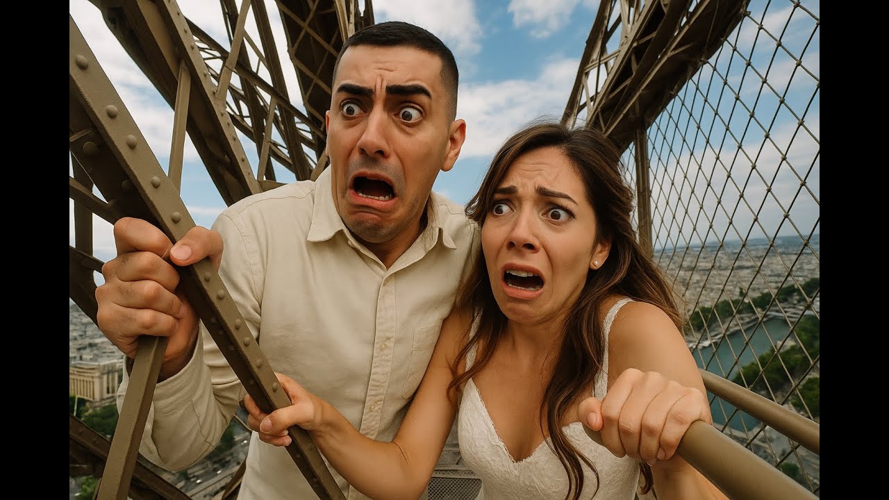 Almost falling down the Eiffel Tower - YouTube