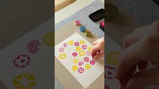 🩷💛 pink and yellow print with my hand-carved stamps
