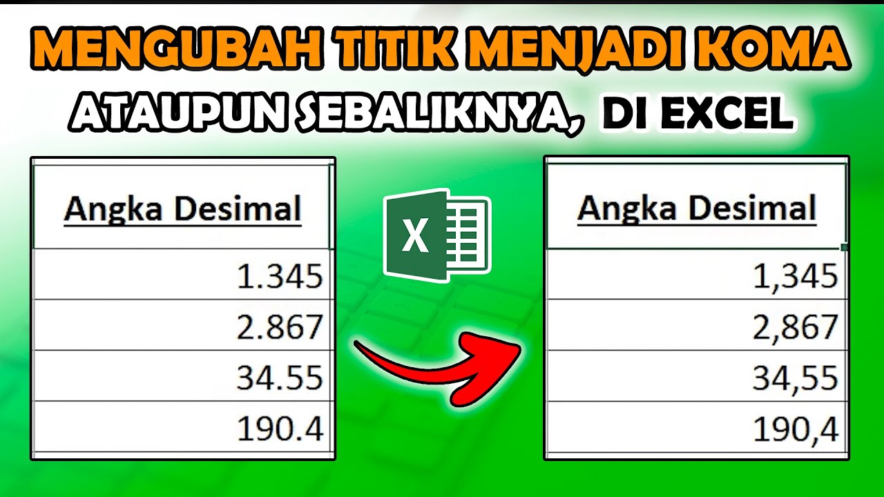 Cara Mengubah Titik Menjadi Koma di Excel YouTube