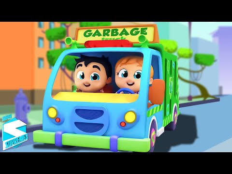 Видео: Колеса на мусоровоз, уличное транспортное средство видео для детей