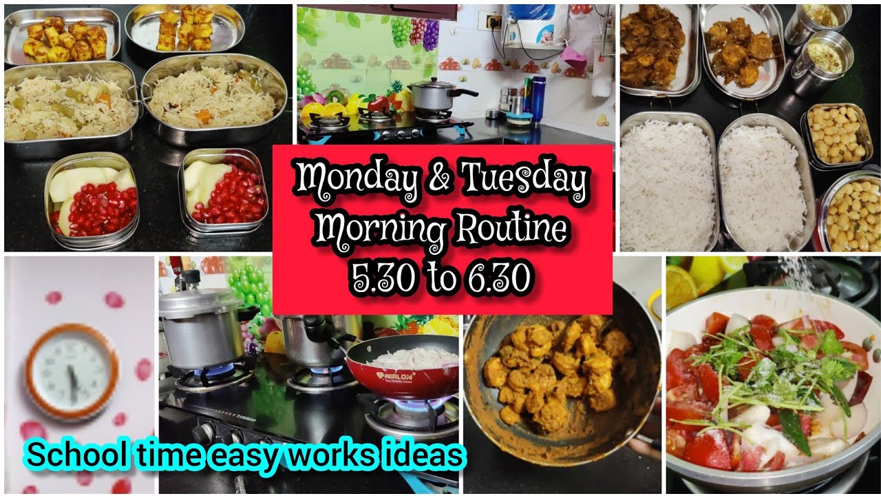 என் சுறு சுறுப்பான காலை வேலைகள்/ Monday & Tuesday morning routine/ easy work ideas