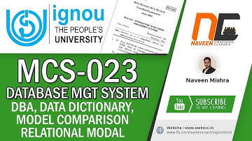MCS023 | DBA & Data Dictionary | Modals, Primary & Foreign Key Hindi #ignoubca #bca #ignoumca #ignou
