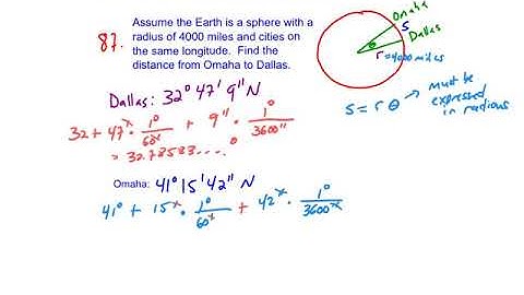 HW 6.1 Day 3 #87 - Arclength to find distance between two cities