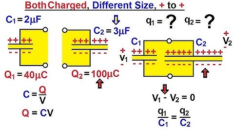 Physics - E&M: Dis- and Re-Connecting Capacitors (5 of 16) Both Charged, Different Size, + to +